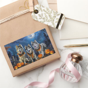 Alaskan Malamute Halloween Spooky Rechteckiger Aufkleber