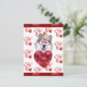 Alaskan Malamute Heart Dog Lover Valentine Geschen Postkarte (Stehend Vorderseite)