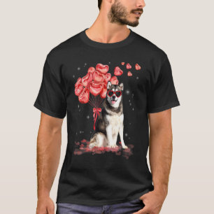 Alaskan Malamute Heart Valentinstag Dog Vater Mama T-Shirt