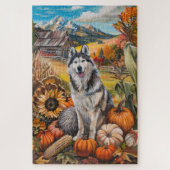 Alaskan Malamute Herbsternte Erntedank Hund Puzzle (Vertikal)