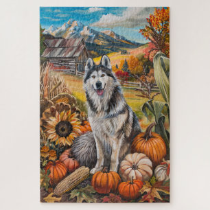 Alaskan Malamute Herbsternte Erntedank Hund Puzzle