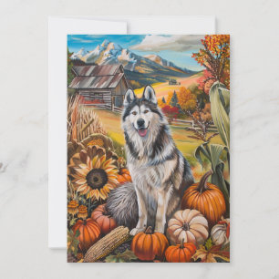 Alaskan Malamute Herbsternte Thanksgiving-Hund Feiertagskarte