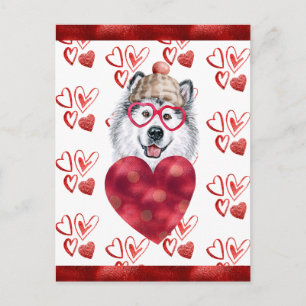Alaskan Malamute Herz Hund Liebhaber Valentinstag  Postkarte