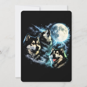 Alaskan Malamute Heult den Mond an Arktischer Hund Einladung