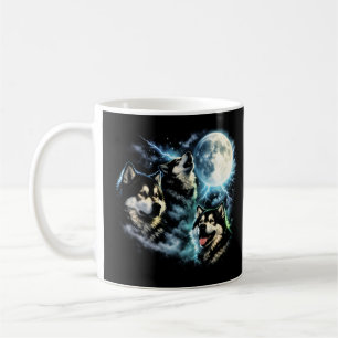 Alaskan Malamute Heult den Mond an Arktischer Hund Kaffeetasse