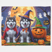 Alaskan Malamute Hogs Pumpkin Halloween Funny Fleecedecke (Vorderseite (Horizontal))