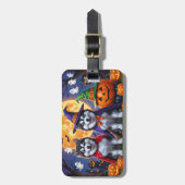 Alaskan Malamute Hogs Pumpkin Halloween Funny Gepäckanhänger (Vorderseite vertikal)