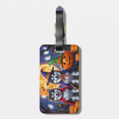 Alaskan Malamute Hogs Pumpkin Halloween Funny Gepäckanhänger (Rückseite vertikal)