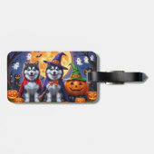 Alaskan Malamute Hogs Pumpkin Halloween Funny Gepäckanhänger (Rückseite horizontal)