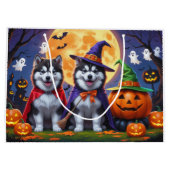 Alaskan Malamute Hogs Pumpkin Halloween Funny Große Geschenktüte (Rückseite)