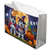 Alaskan Malamute Hogs Pumpkin Halloween Funny Große Geschenktüte (Rückseite Schrägansicht)