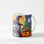 Alaskan Malamute Hogs Pumpkin Halloween Funny Kaffeetasse (VorderseiteRechts)