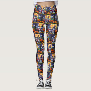 Alaskan Malamute Hogs Pumpkin Halloween Funny Leggings