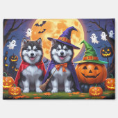 Alaskan Malamute Hogs Pumpkin Halloween Funny Magnet (Vorderseite)