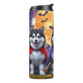 Alaskan Malamute Hogs Pumpkin Halloween Funny Thermosbecher (Nach links gedreht)