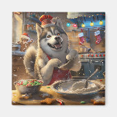 Alaskan Malamute Holiday Baking: Festliche Weihnac Magnet (Vorne)