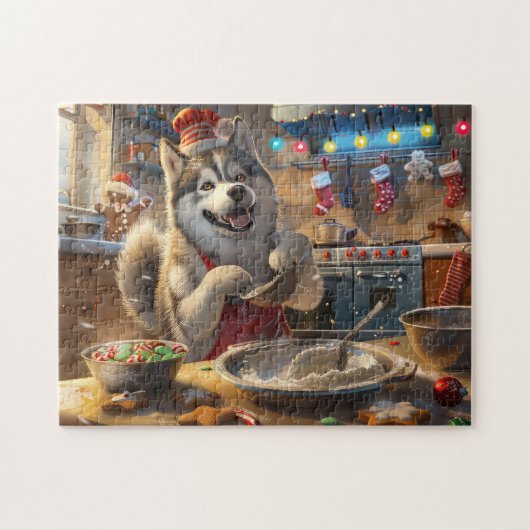 Alaskan Malamute Holiday Baking: Festliche Weihnac Puzzle (Horizontal)