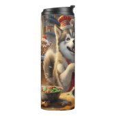Alaskan Malamute Holiday Baking: Festliche Weihnac Thermosbecher (Nach links gedreht)