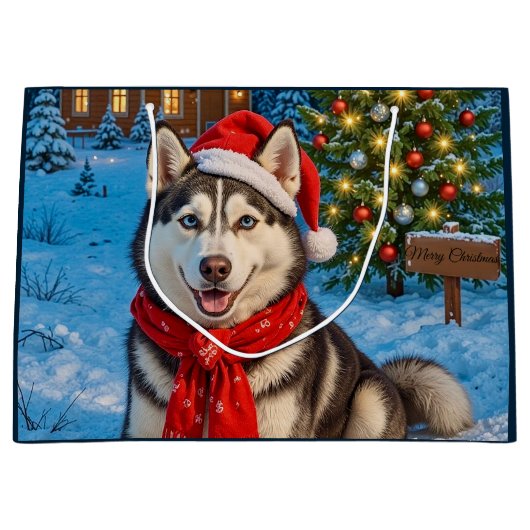 Alaskan Malamute Holiday Große Geschenktüte (Vorderseite)