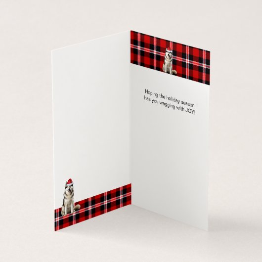 Alaskan Malamute Holiday Karierte Weihnachtskarte (Innenseite)