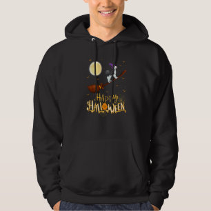 Alaskan Malamute Hund fährt mit Hexe auf Schrotfli Hoodie
