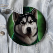 Alaskan Malamute Hund in St. Patrick's Day Dress Button (Beispiel)