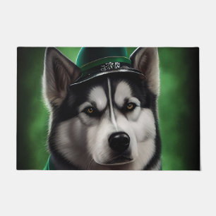 Alaskan Malamute Hund in St. Patrick's Day Dress Fußmatte