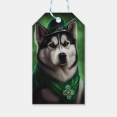 Alaskan Malamute Hund in St. Patrick's Day Dress Geschenkanhänger (Vorderseite)