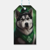 Alaskan Malamute Hund in St. Patrick's Day Dress Geschenkanhänger (Rückseite)