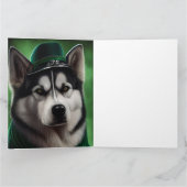 Alaskan Malamute Hund in St. Patrick's Day Dress Karte (Innenseite)