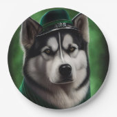 Alaskan Malamute Hund in St. Patrick's Day Dress Pappteller (Vorderseite)