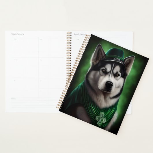 Alaskan Malamute Hund in St. Patrick's Day Dress Planer (Anzeige)