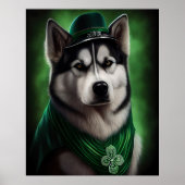 Alaskan Malamute Hund in St. Patrick's Day Dress Poster (Vorne)