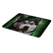 Alaskan Malamute Hund in St. Patrick's Day Dress Schneidebrett (Ecke)
