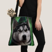 Alaskan Malamute Hund in St. Patrick's Day Dress Tasche (Von Nahem)