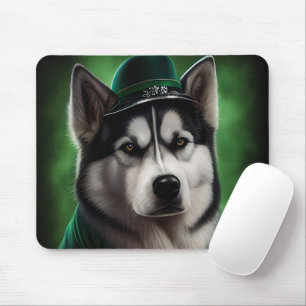 Alaskan Malamute Hund in St. Patrick's Day Kostüm Mousepad