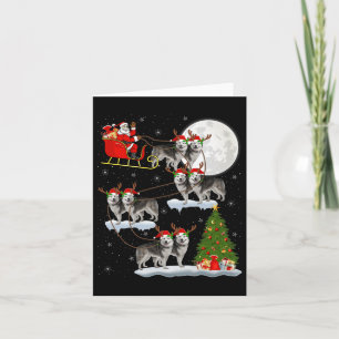 Alaskan Malamute Hund Santa Schlitten Fliegend Lus Karte