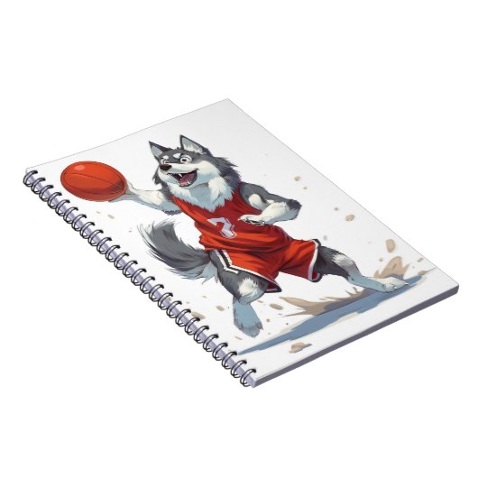 Alaskan Malamute Hund spielt Basketball Notizblock (Rechte Seite)
