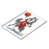 Alaskan Malamute Hund spielt Basketball Notizblock (Linke Seite)