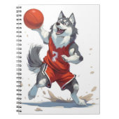 Alaskan Malamute Hund spielt Basketball Notizblock (Vorderseite)