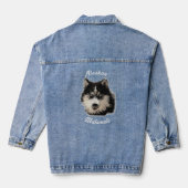 Alaskan Malamute Husky Dog Künstlerisches Portrait Jeansjacke (Rückseite)