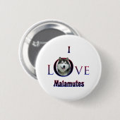 Alaskan Malamute I Liebe Button (Vorne & Hinten)