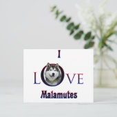Alaskan Malamute I Liebe Postkarte (Stehend Vorderseite)