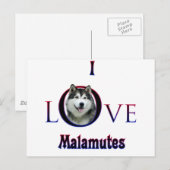 Alaskan Malamute I Liebe Postkarte (Vorne/Hinten)