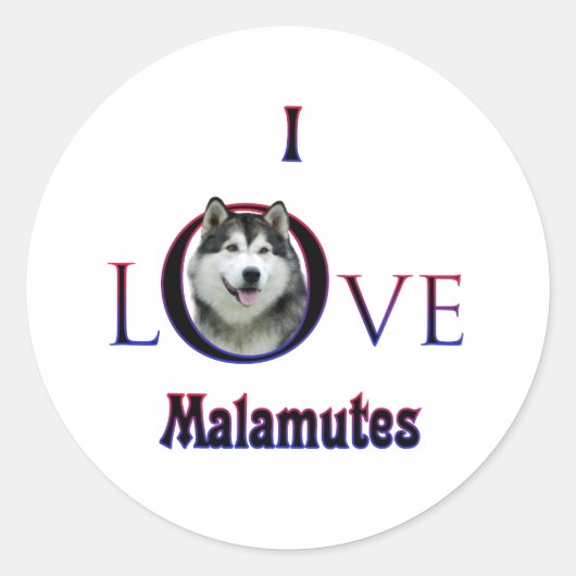 Alaskan Malamute I Liebe Runder Aufkleber (Vorderseite)