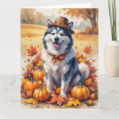 Alaskan Malamute im Herbst Leaves Erntedank Kunst, Karte (Vorderseite)
