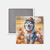 Alaskan Malamute im Herbst Leaves Erntedank Kunst, Magnet (Vorderseite/Rückseite)