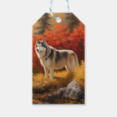 Alaskan Malamute im Herbstfall Inspiriert Geschenkanhänger (Vorderseite)