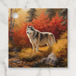 Alaskan Malamute im Herbstfall Inspiriert Geschenkanhänger