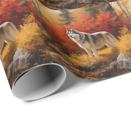 Alaskan Malamute im Herbstfall Inspiriert Geschenkpapier (Rolleneckpunkt)